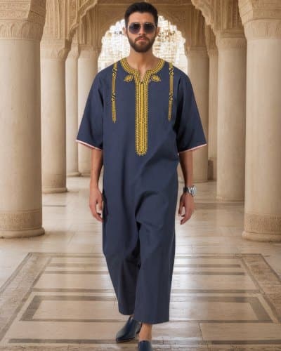 جديد رمضان ثوب رجالي مسلمي بأكمام متوسطة ومزخرفة أسلوب ماركيزي عبايه إسلامية ملابس عبر الحدود للشرق الأوسط