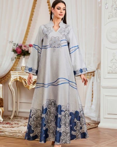 أيوكا عباية فستان مسلمة للنساء من دبي بالبلورات والمطبوعة عبر الحدود